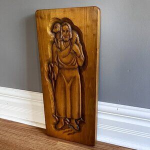 Wooden Carved Jesus Religious Swiss Brienze Holz Schinitzerei MCM brutalist deco
